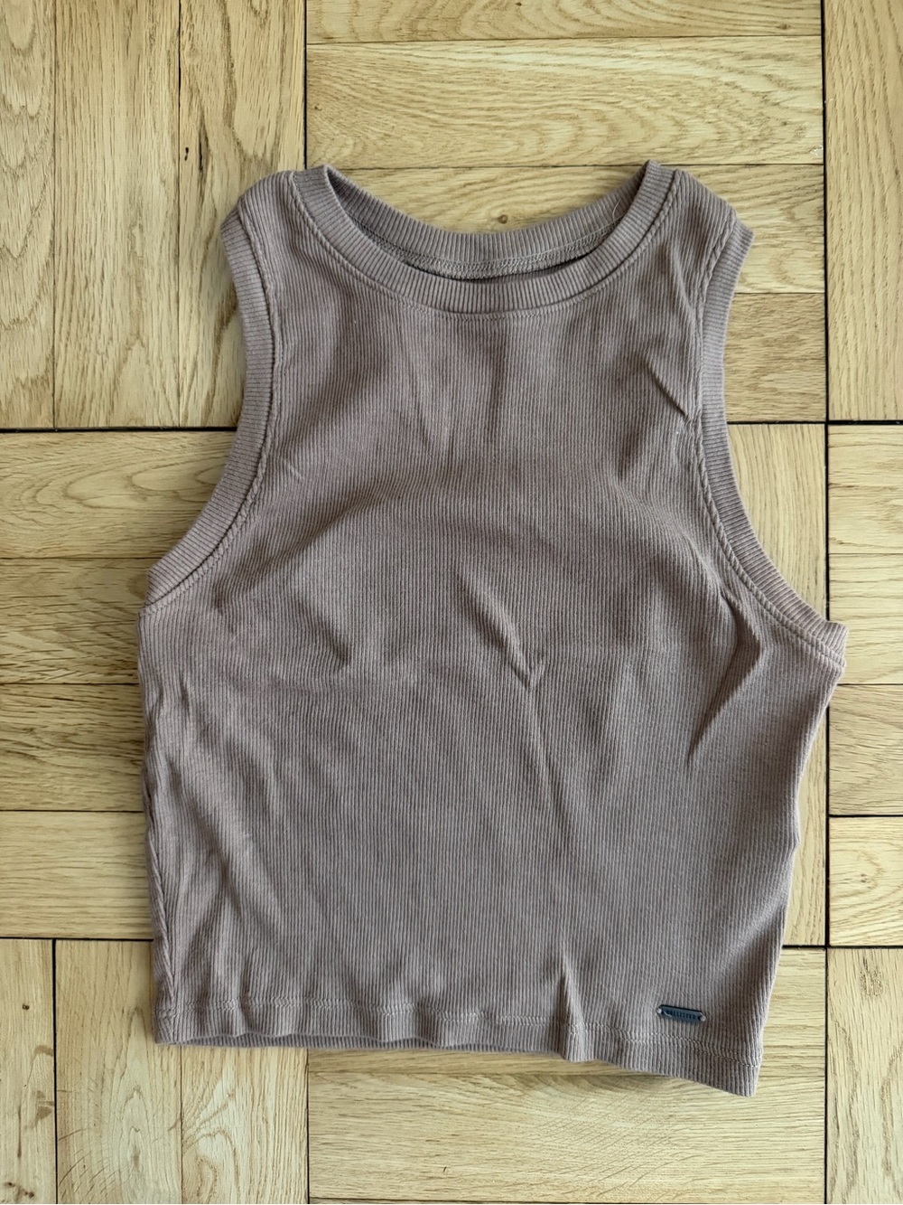 Hollister Ribbed Crop Tank Top - Light Brown